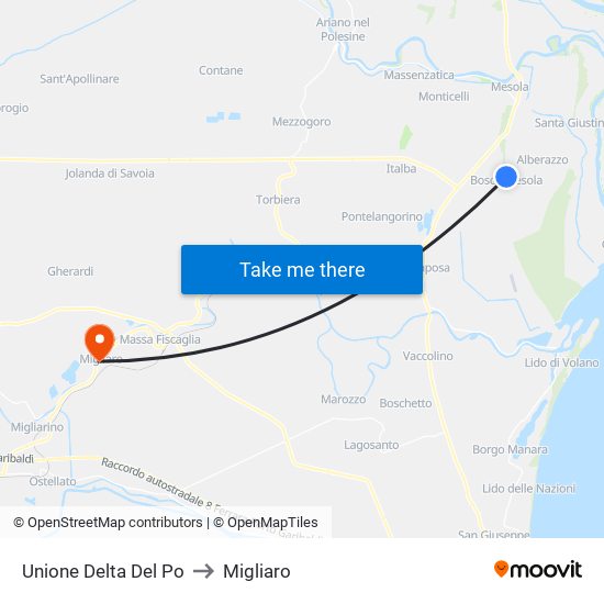 Unione Delta Del Po to Migliaro map