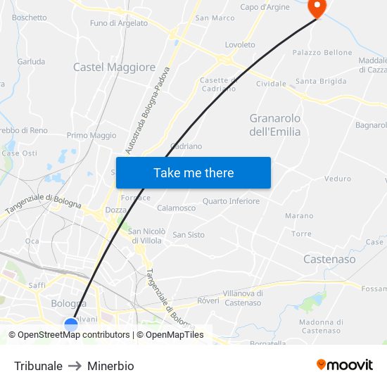 Tribunale to Minerbio map