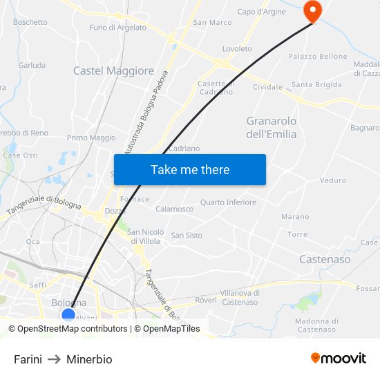 Farini to Minerbio map