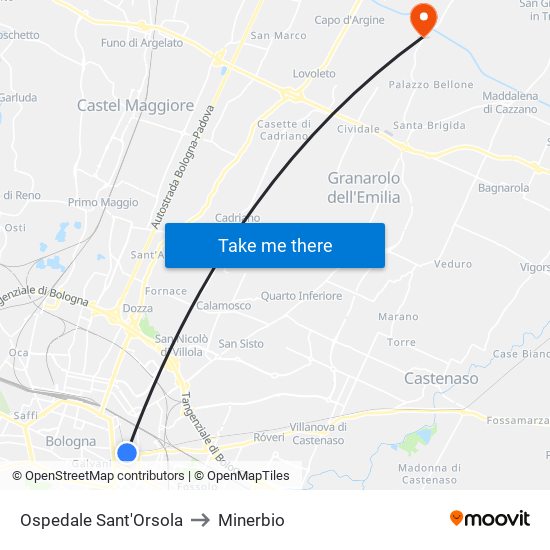 Ospedale Sant'Orsola to Minerbio map