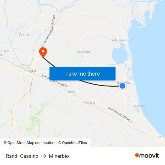 Randi-Cassino to Minerbio map