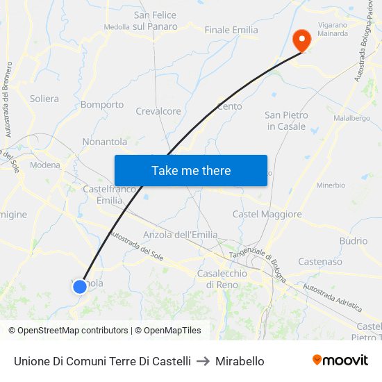 Unione Di Comuni Terre Di Castelli to Mirabello map
