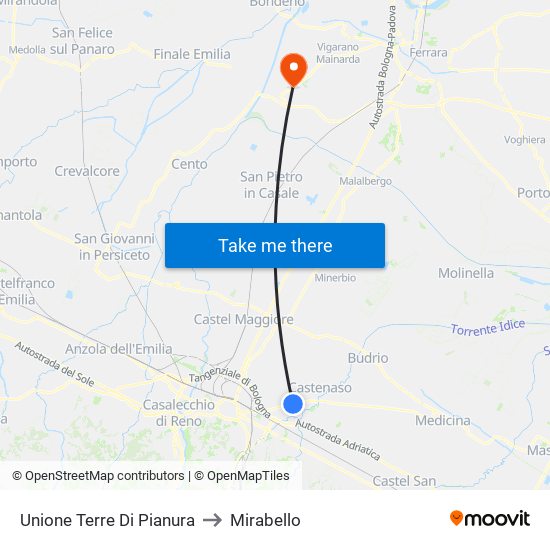 Unione Terre Di Pianura to Mirabello map