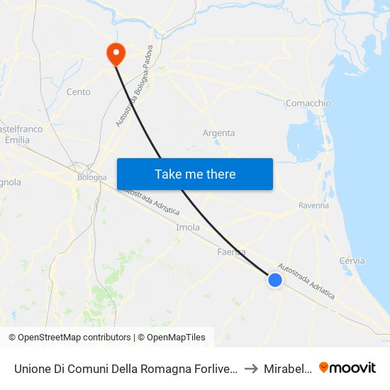 Unione Di Comuni Della Romagna Forlivese to Mirabello map