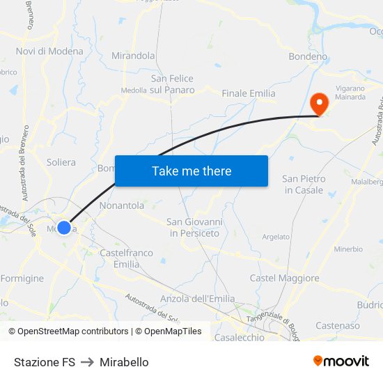 Stazione FS to Mirabello map