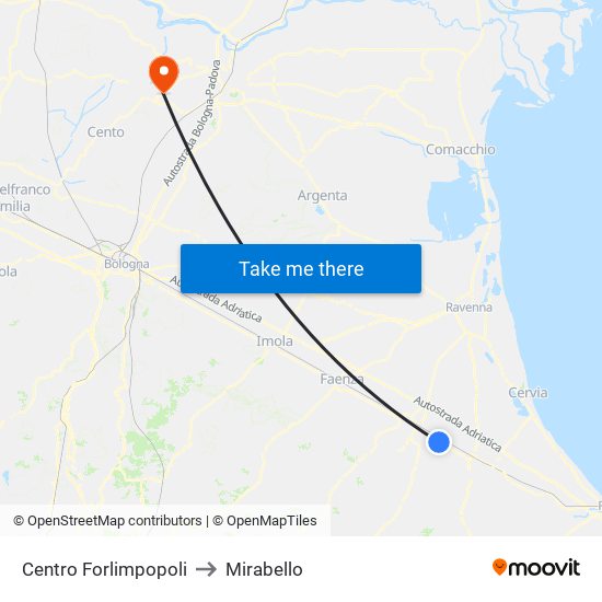 Centro Forlimpopoli to Mirabello map