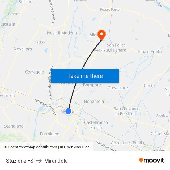 Stazione FS to Mirandola map