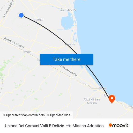 Unione Dei Comuni Valli E Delizie to Misano Adriatico map