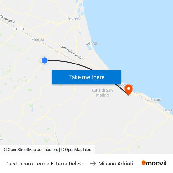 Castrocaro Terme E Terra Del Sole to Misano Adriatico map