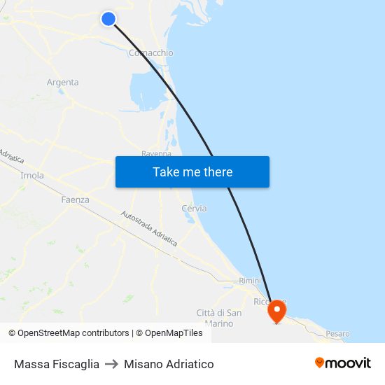 Massa Fiscaglia to Misano Adriatico map