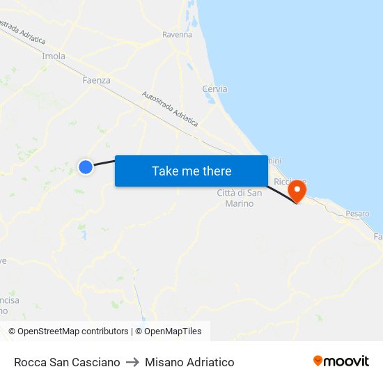 Rocca San Casciano to Misano Adriatico map