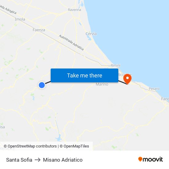 Santa Sofia to Misano Adriatico map