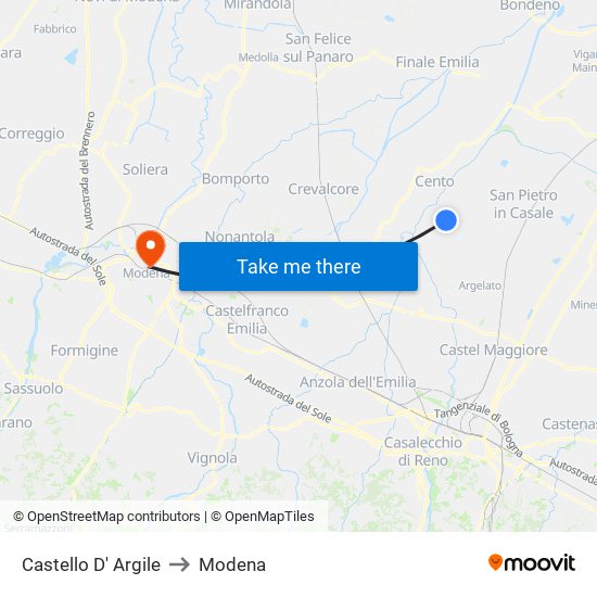 Castello D' Argile to Modena map