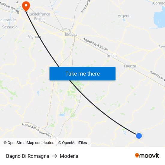 Bagno Di Romagna to Modena map