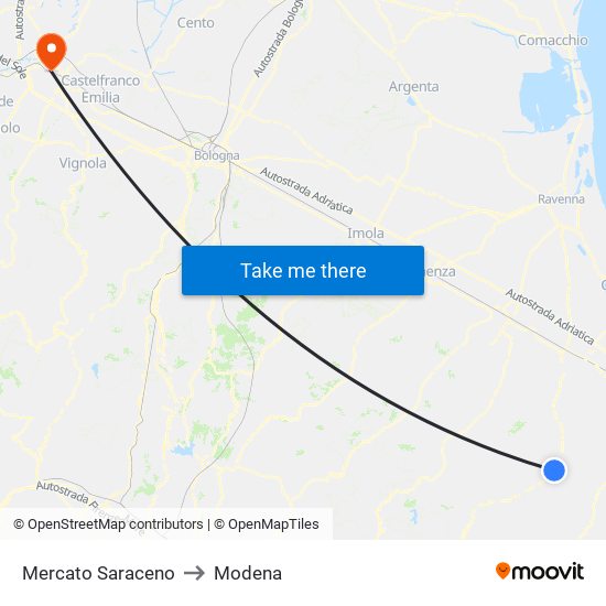 Mercato Saraceno to Modena map