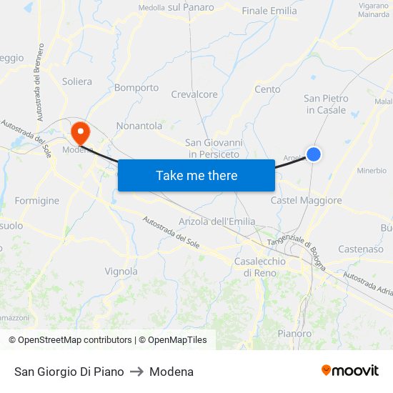 San Giorgio Di Piano to Modena map