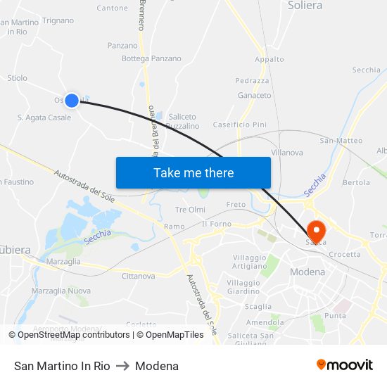 San Martino In Rio to Modena map