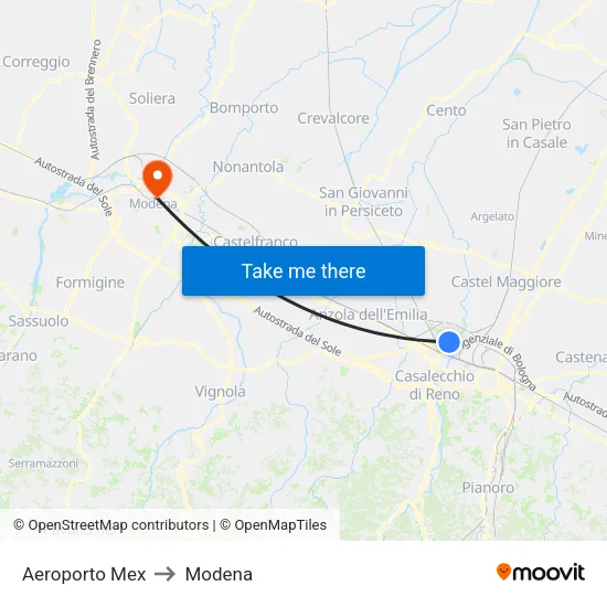 Aeroporto Mex to Modena map