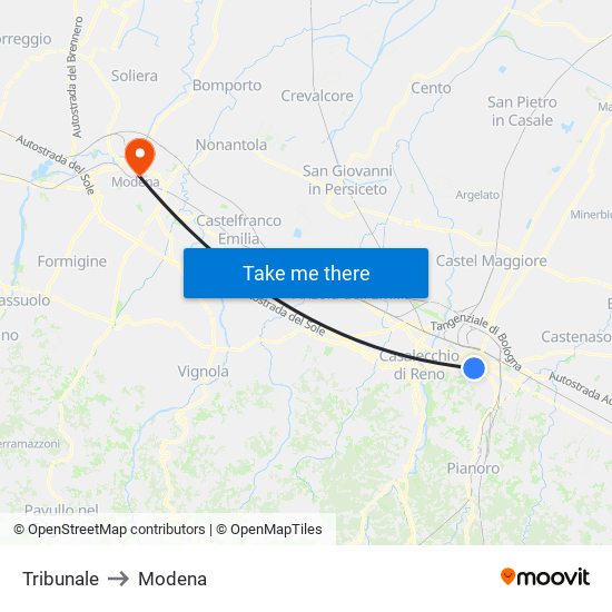 Tribunale to Modena map