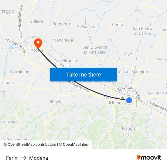 Farini to Modena map