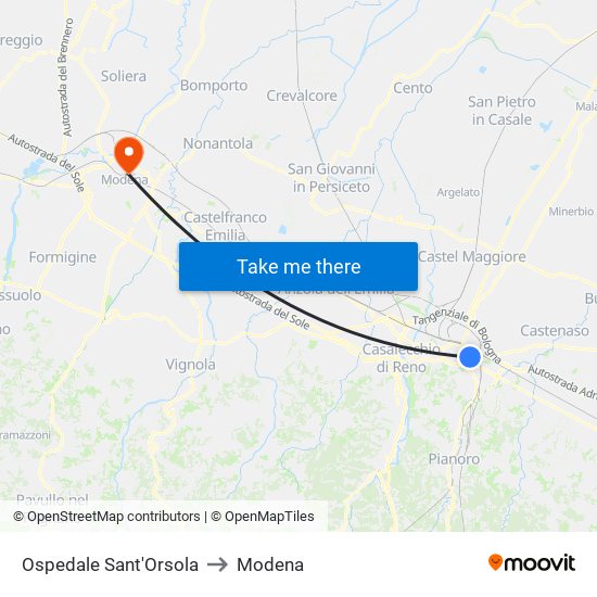 Ospedale Sant'Orsola to Modena map