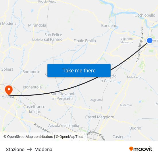 Stazione to Modena map