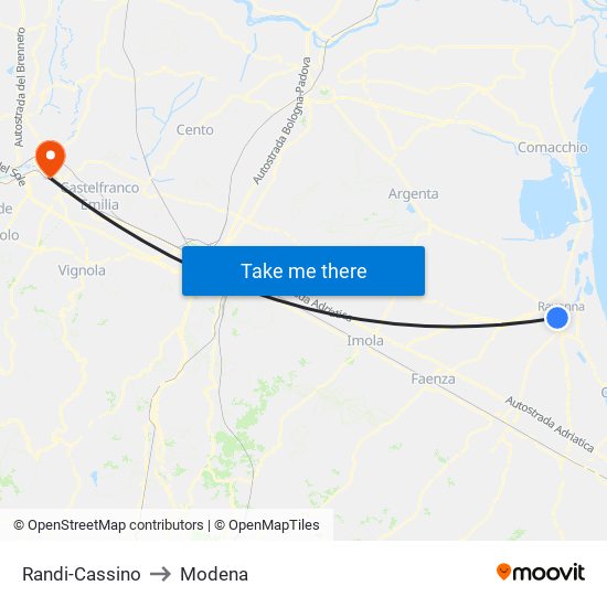 Randi-Cassino to Modena map