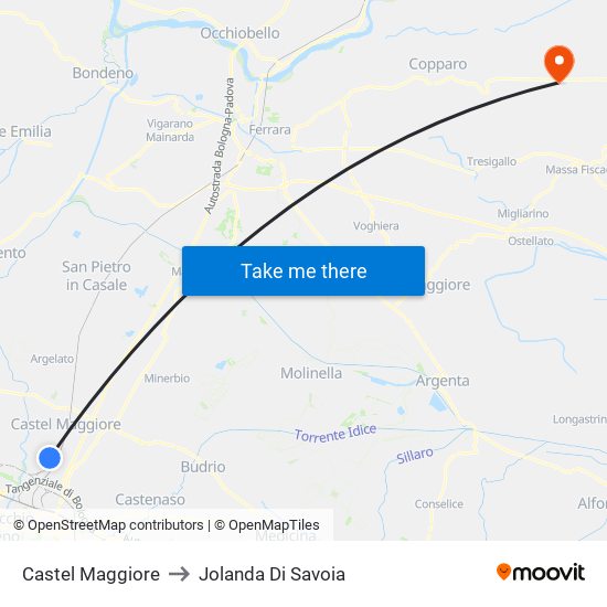 Castel Maggiore to Jolanda Di Savoia map