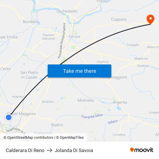 Calderara Di Reno to Jolanda Di Savoia map