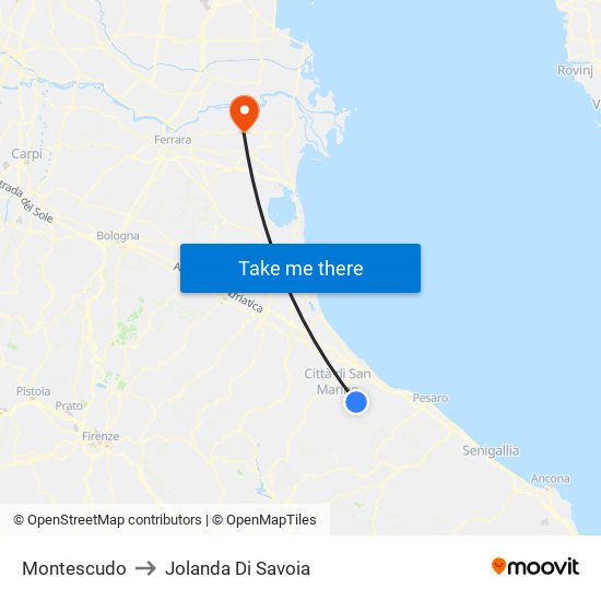 Montescudo to Jolanda Di Savoia map