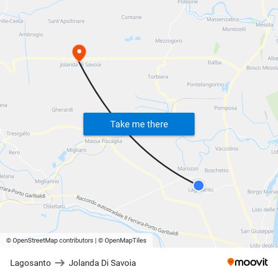 Lagosanto to Jolanda Di Savoia map