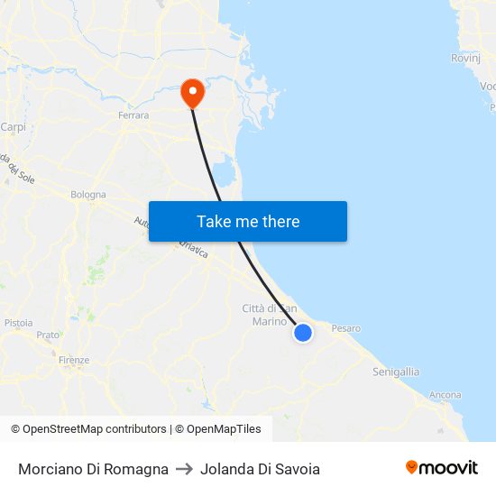 Morciano Di Romagna to Jolanda Di Savoia map