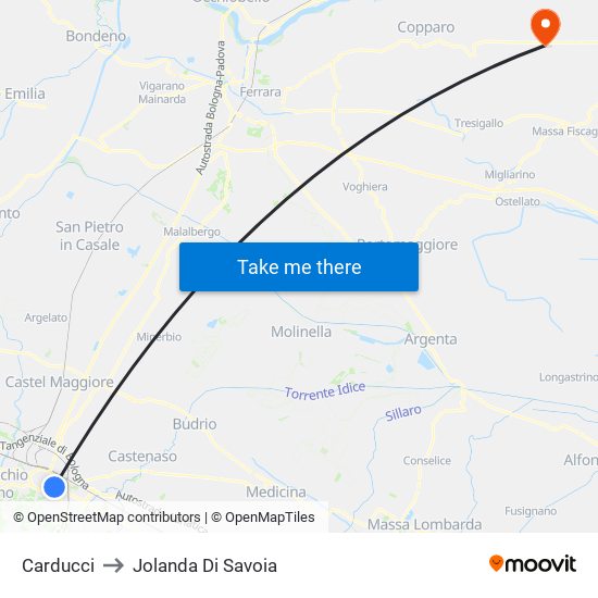 Carducci to Jolanda Di Savoia map