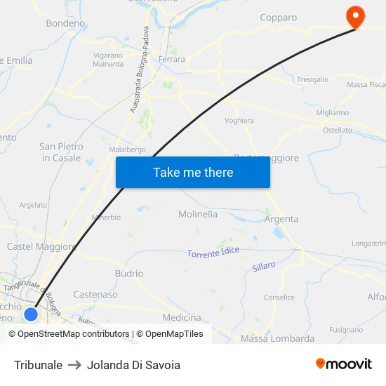 Tribunale to Jolanda Di Savoia map