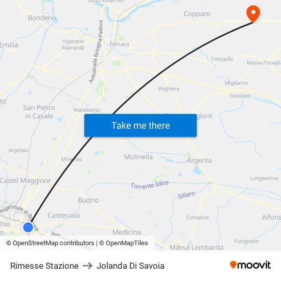 Rimesse Stazione to Jolanda Di Savoia map