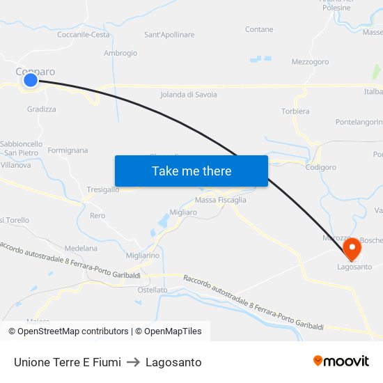 Unione Terre E Fiumi to Lagosanto map