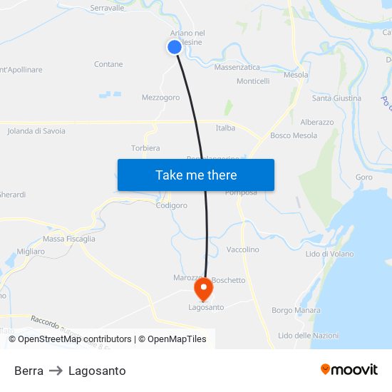 Berra to Lagosanto map