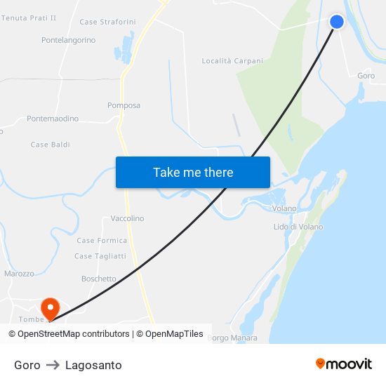 Goro to Lagosanto map