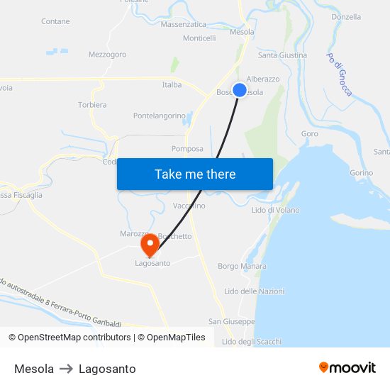 Mesola to Lagosanto map