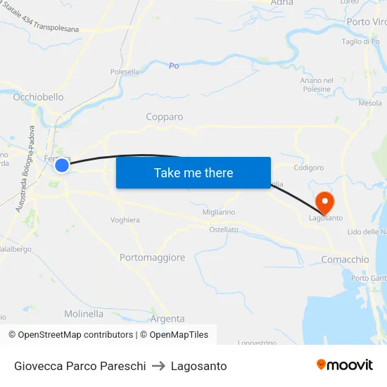 Giovecca Pareschi Park to Lagosanto map