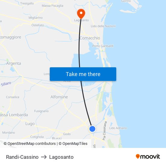 Randi-Cassino to Lagosanto map