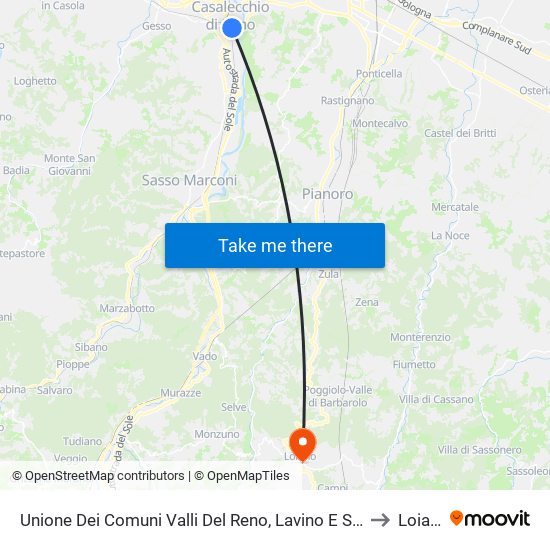 Unione Dei Comuni Valli Del Reno, Lavino E Samoggia to Loiano map