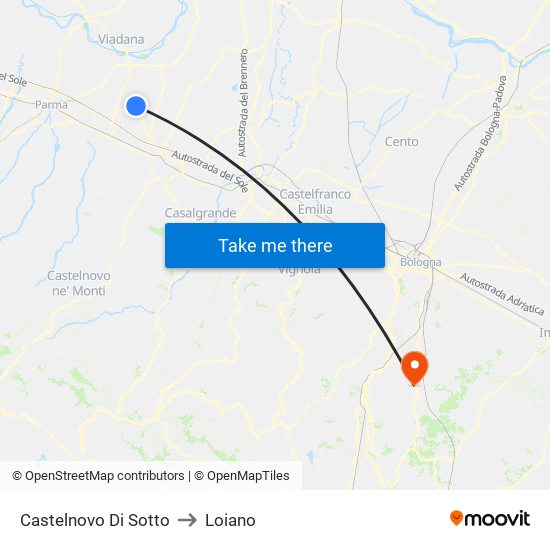 Castelnovo Di Sotto to Loiano map
