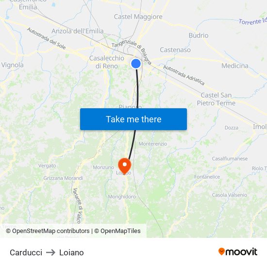 Carducci to Loiano map