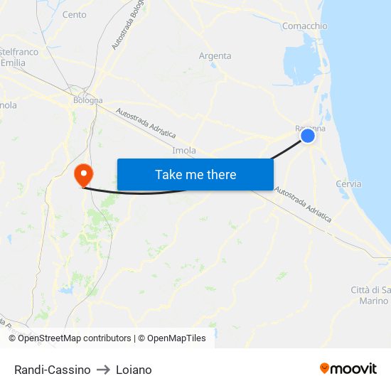 Randi-Cassino to Loiano map