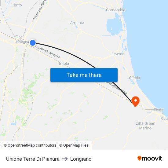 Unione Terre Di Pianura to Longiano map