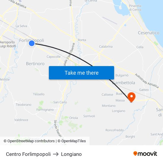Centro Forlimpopoli to Longiano map