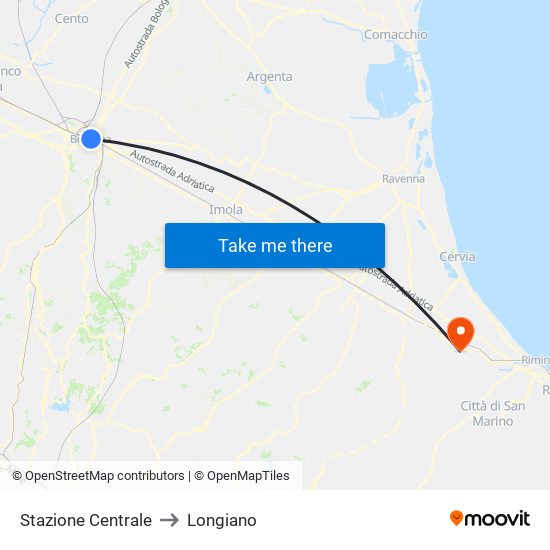 Stazione Centrale to Longiano map