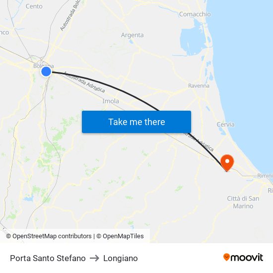 Porta Santo Stefano to Longiano map