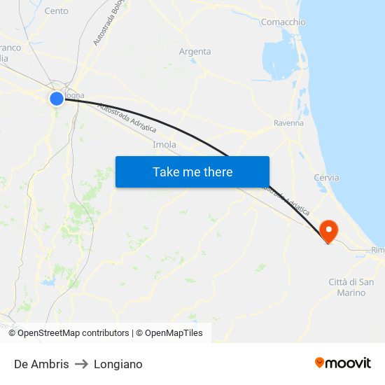 De Ambris to Longiano map